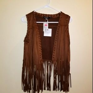 Blu Pepper suede fringe vest